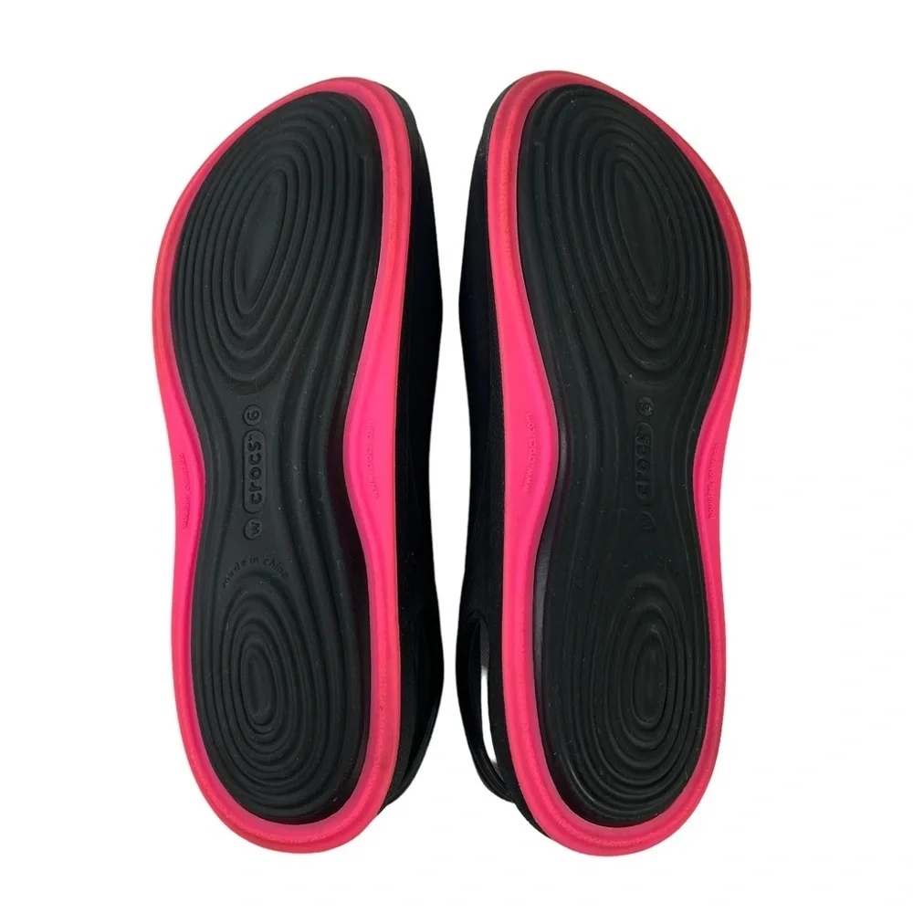 Crocs Tone Skylar Slingback Flats‎ Black Pink Womens Size 6